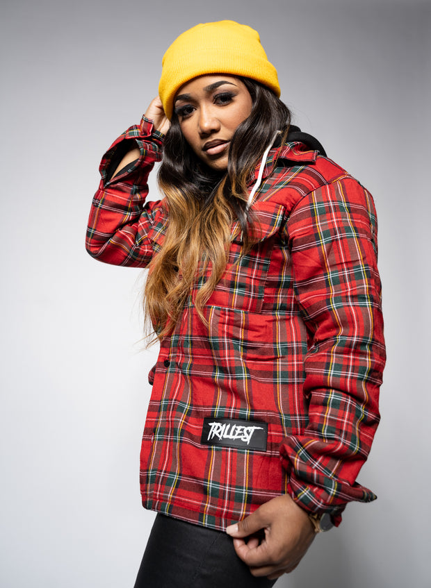 Hooded Flannel Jacket - Red\Black