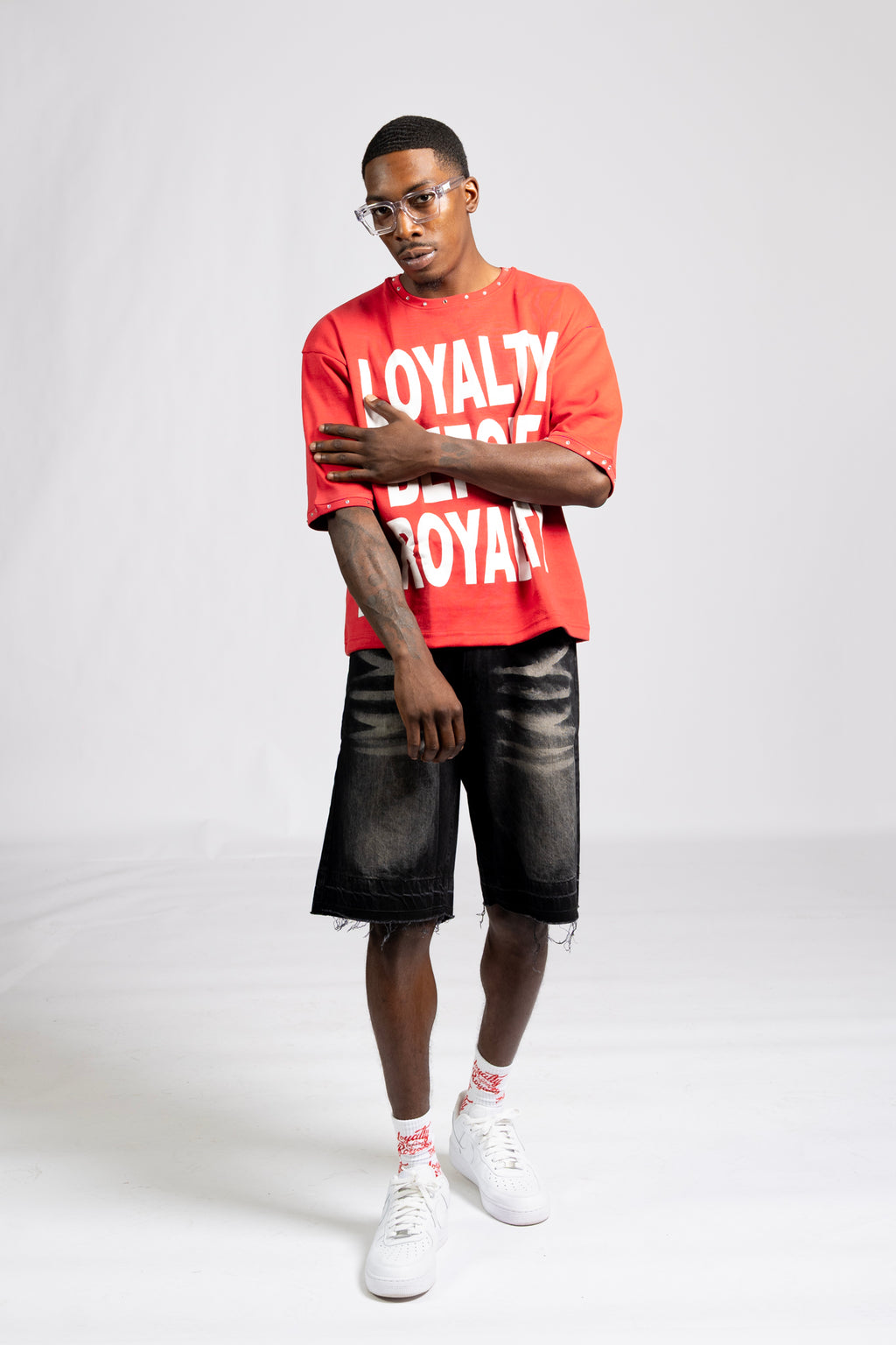 Loyalty Royalty Shirt - Red/White (Drop Shoulder Boxy)