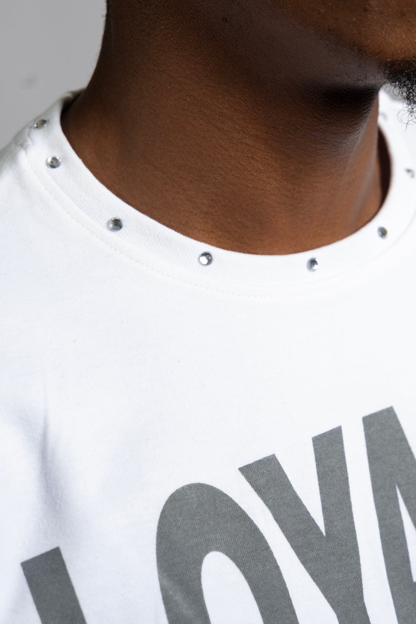 Loyalty Royalty Shirt - White/Gray (Drop Shoulder Boxy)