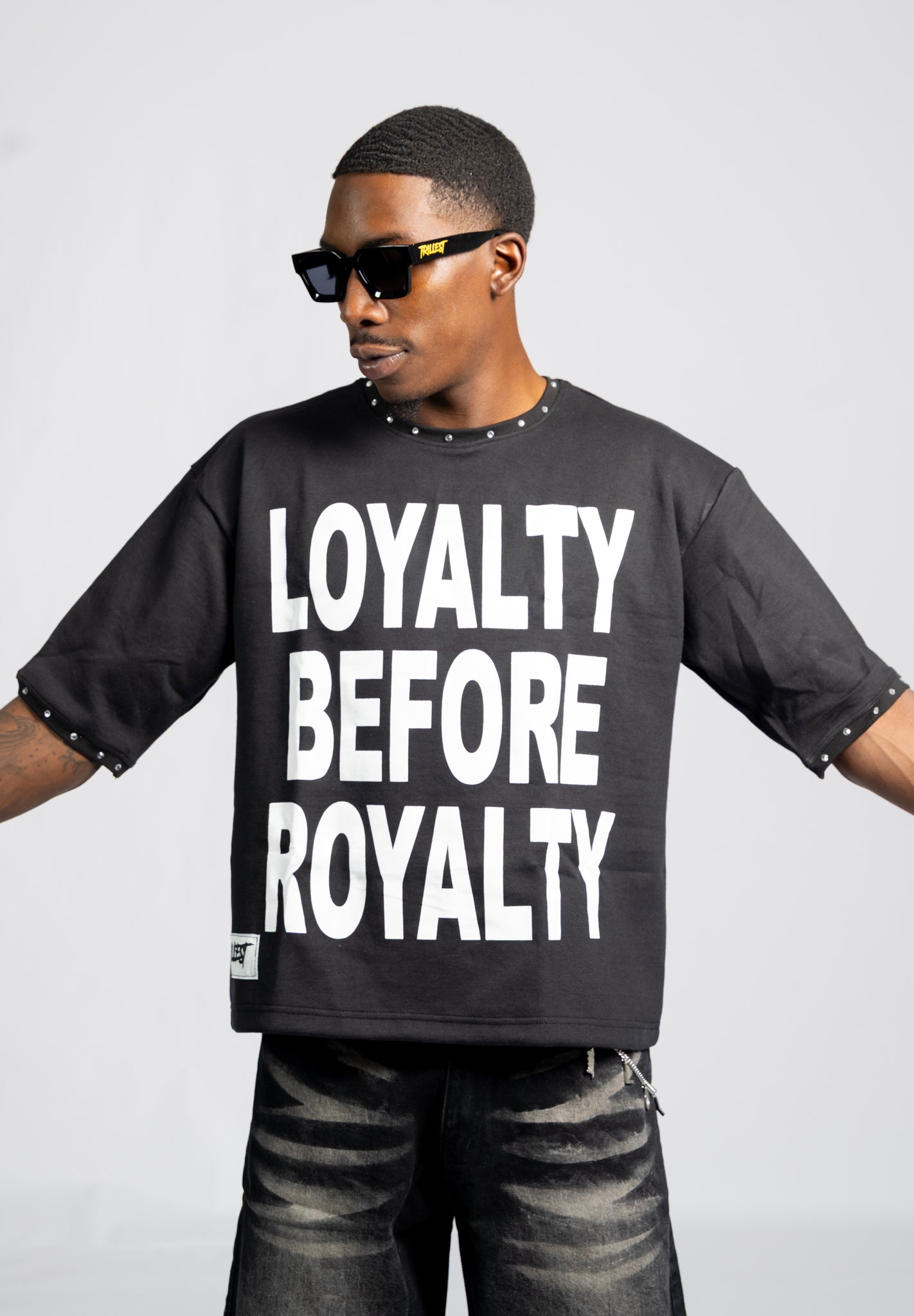 Loyalty Royalty Shirt - Black/White (Drop Shoulder Boxy)