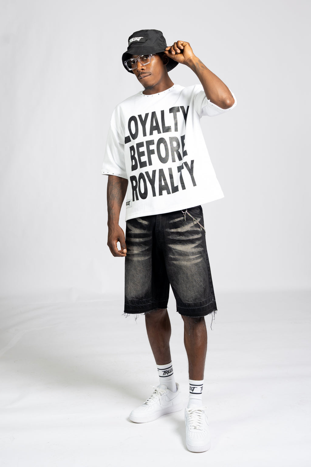 Loyalty Royalty Shirt - White/Black (Drop Shoulder Boxy)