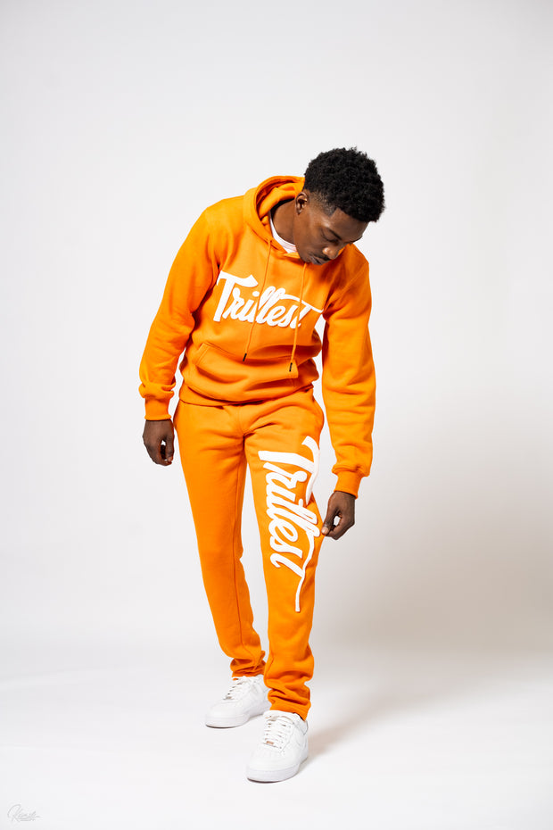 Trillest Straight Leg Joggers - Orange/White