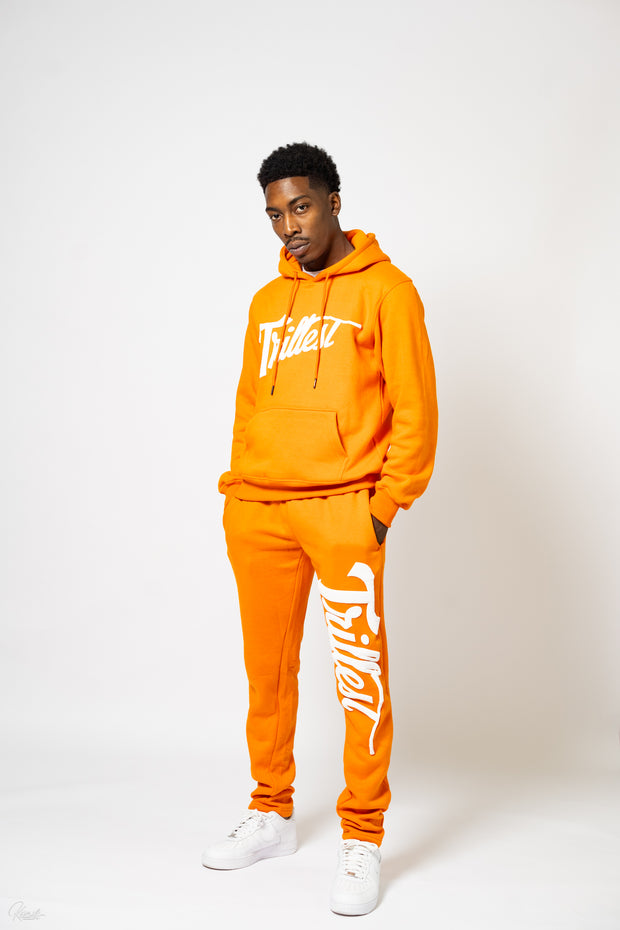 Trillest Straight Leg Joggers - Orange/White