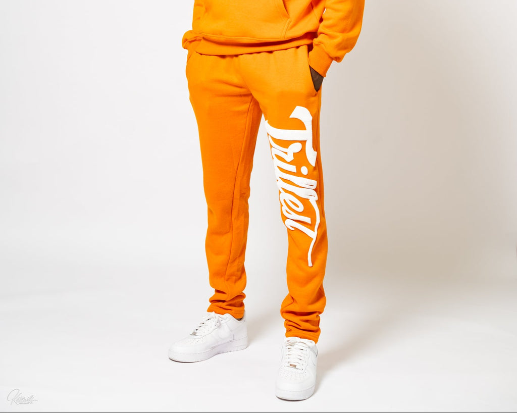 Trillest Straight Leg Joggers - Orange/White