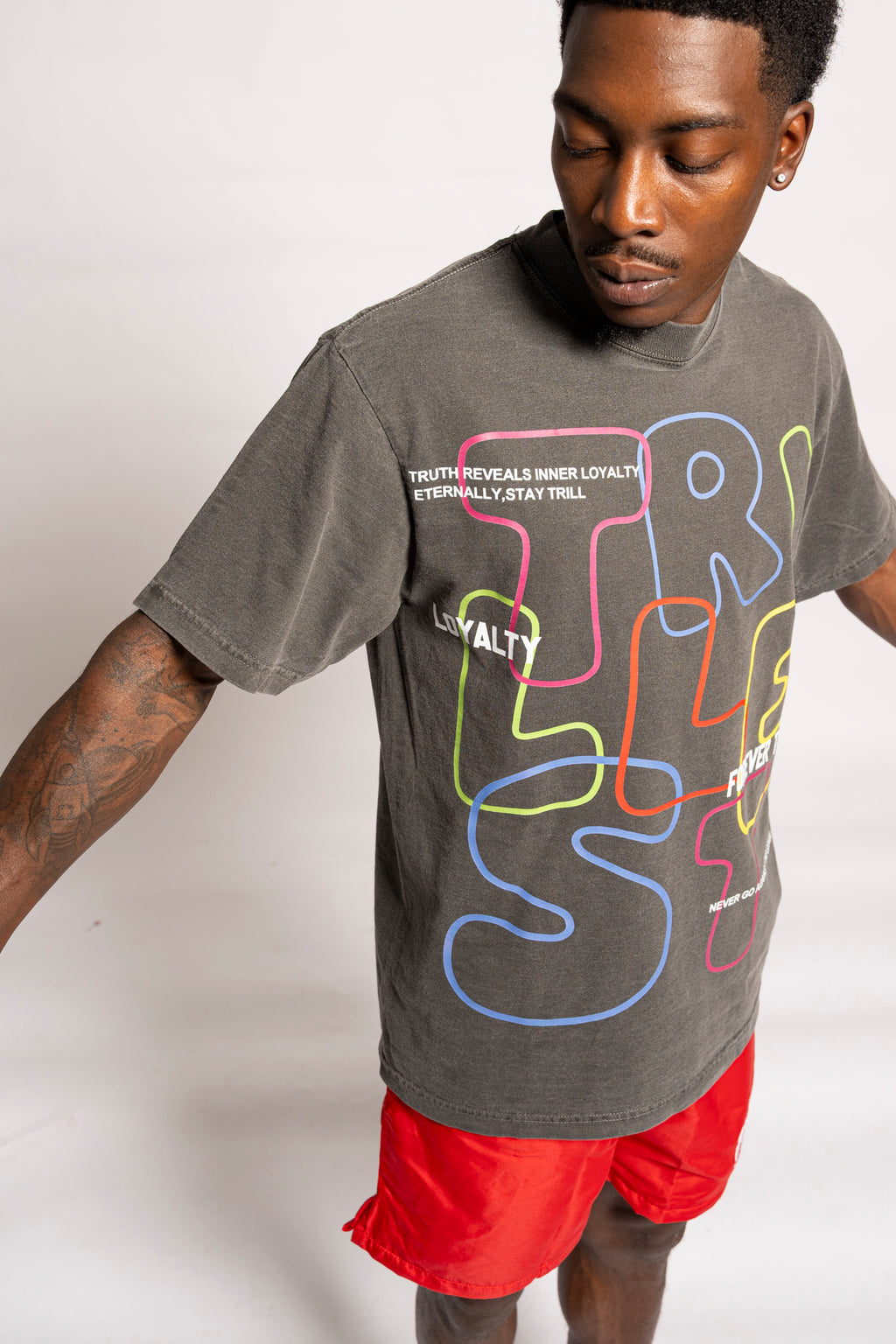 Multi Color T-Shirt (Boxy Fit)- Shadow Gray