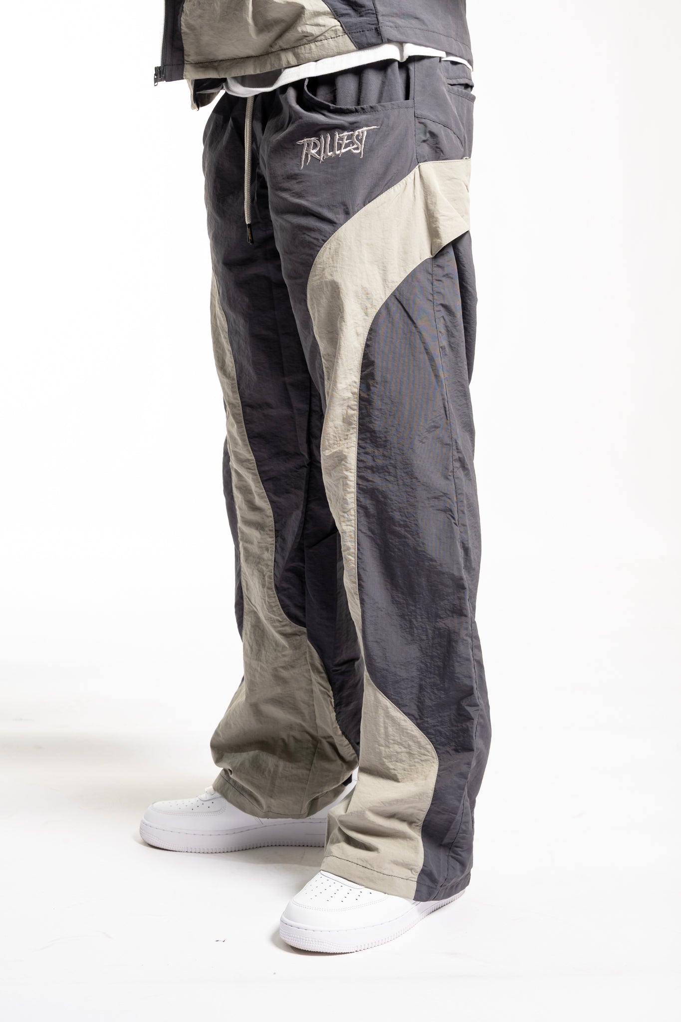 Panelwork Nylon Pants - Gray