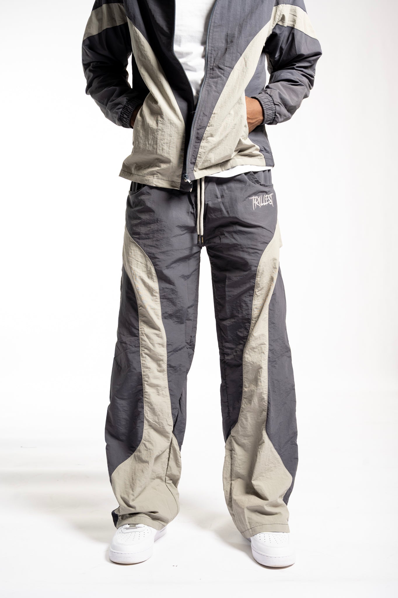 Panelwork Nylon Pants - Gray
