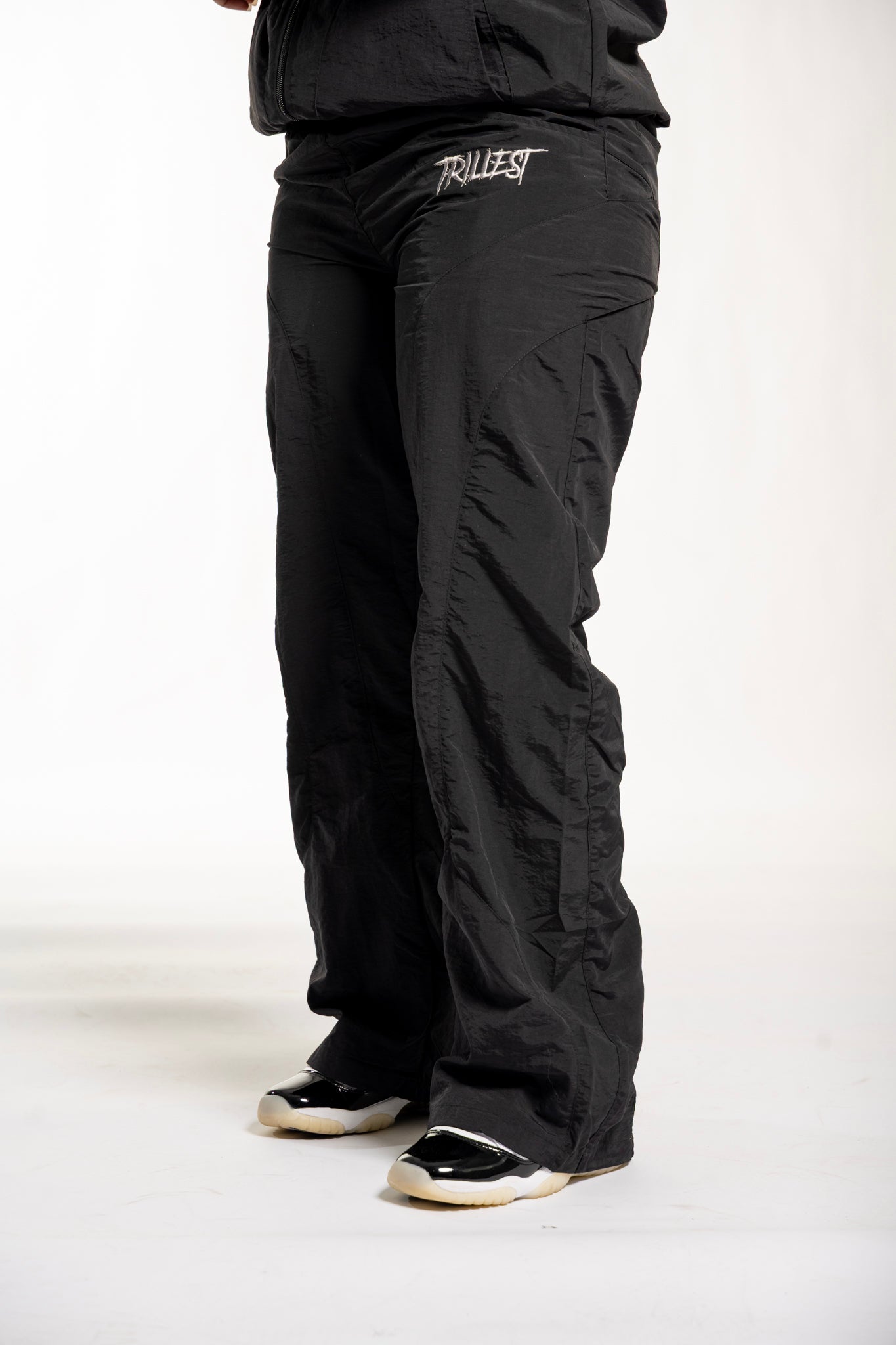 Panelwork Nylon Pants - Black