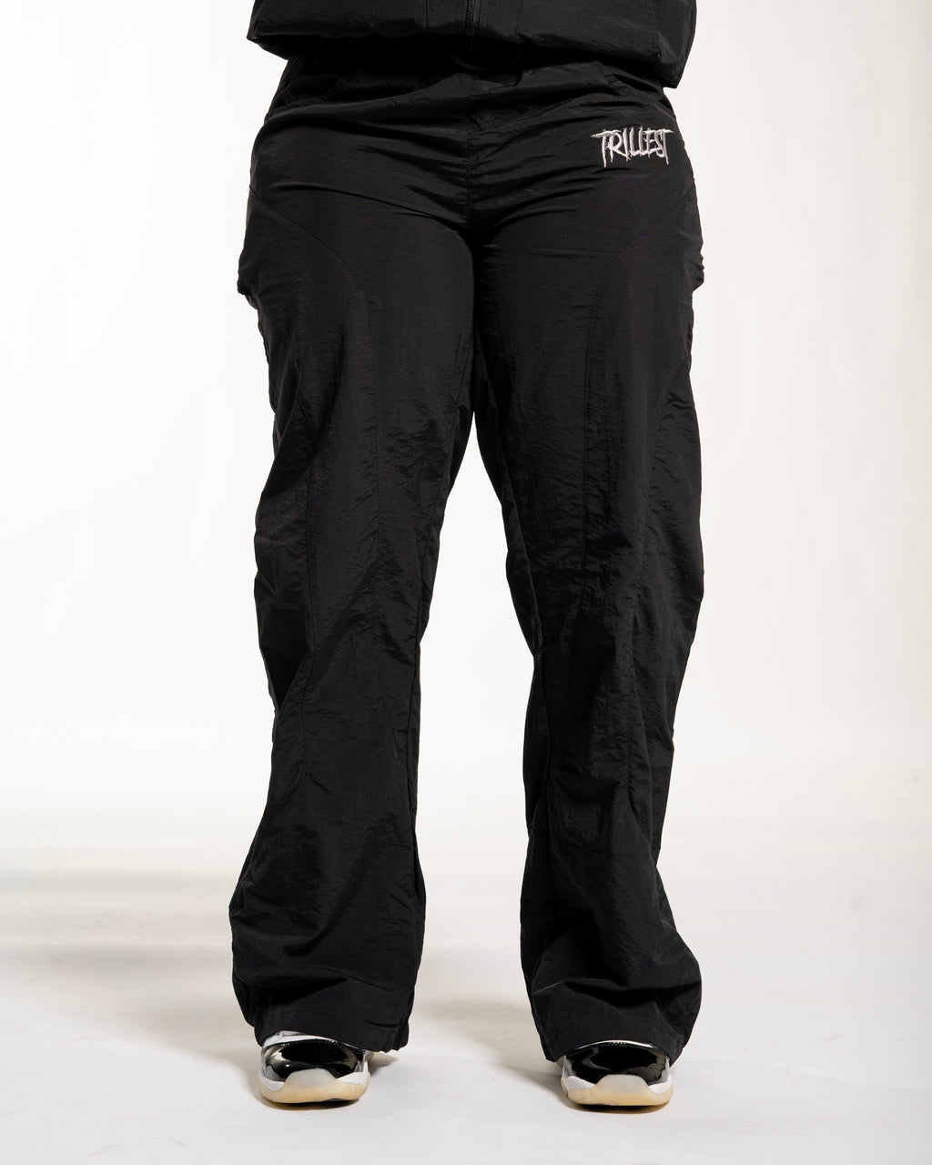 Panelwork Nylon Pants - Black