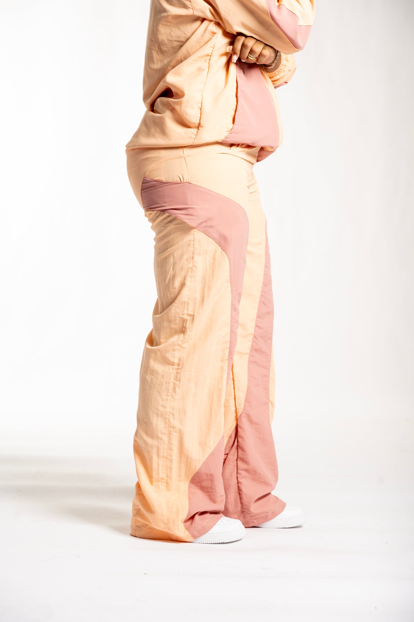 Panelwork Nylon Pants - Peach