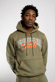 Forever Trill Chenille Patch Hoodie - Olive\Orange