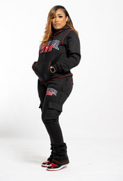 Forever Trill Chenille Patch Hoodie - Black\Red