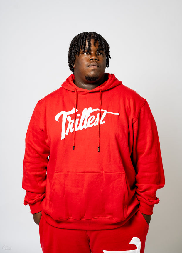 Trillest Puff Print Hoodie - Red/White