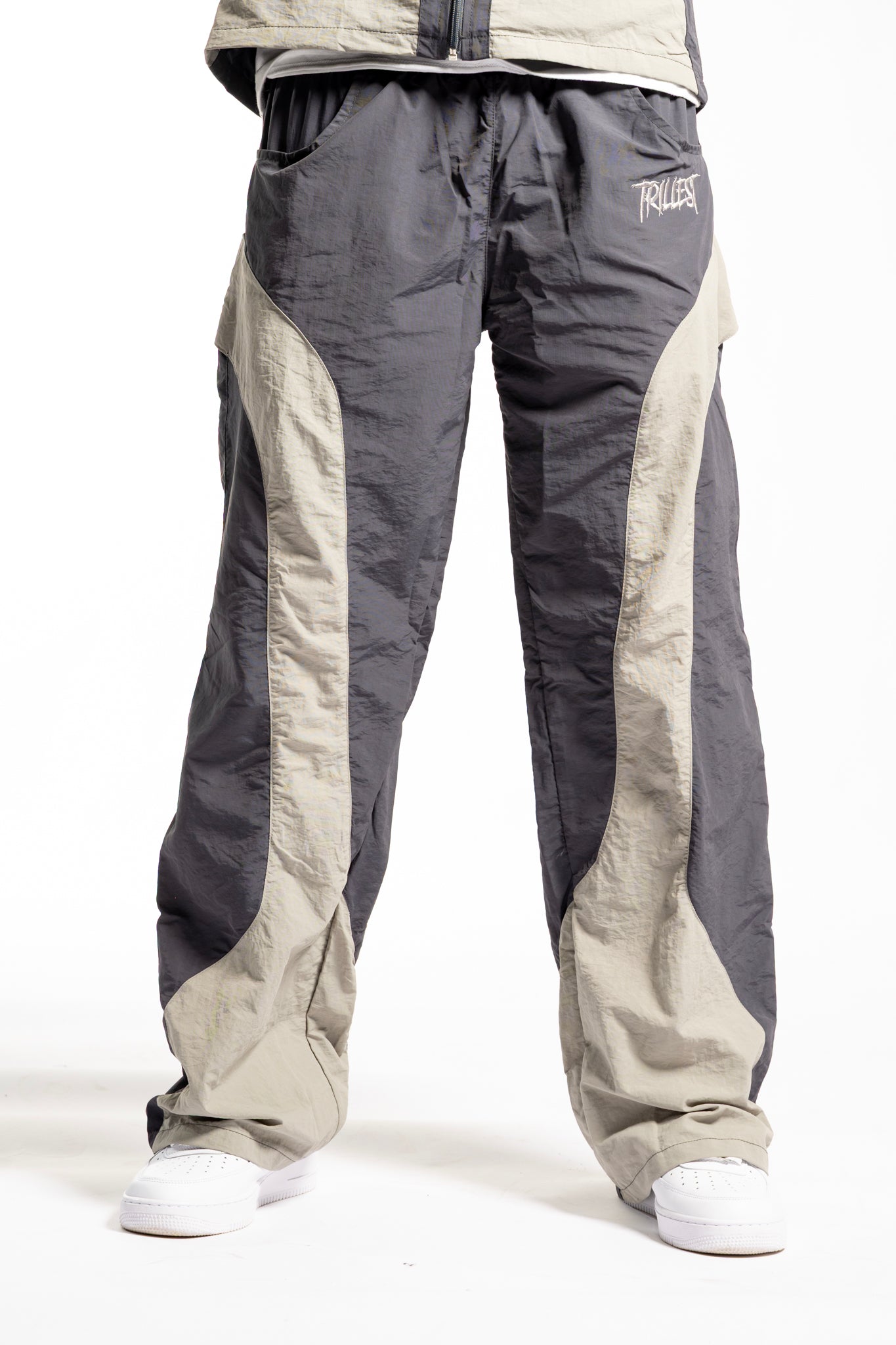 Panelwork Nylon Pants - Gray