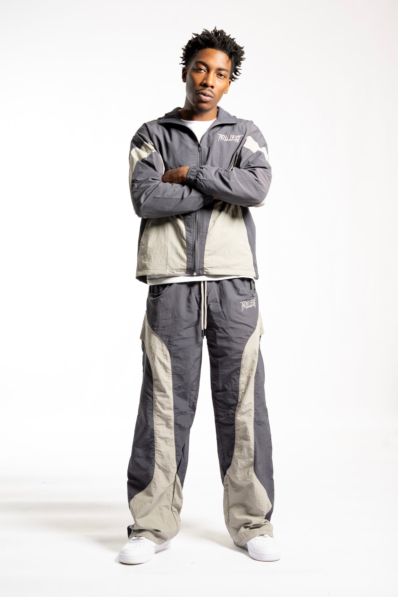 Panelwork Nylon Pants - Gray
