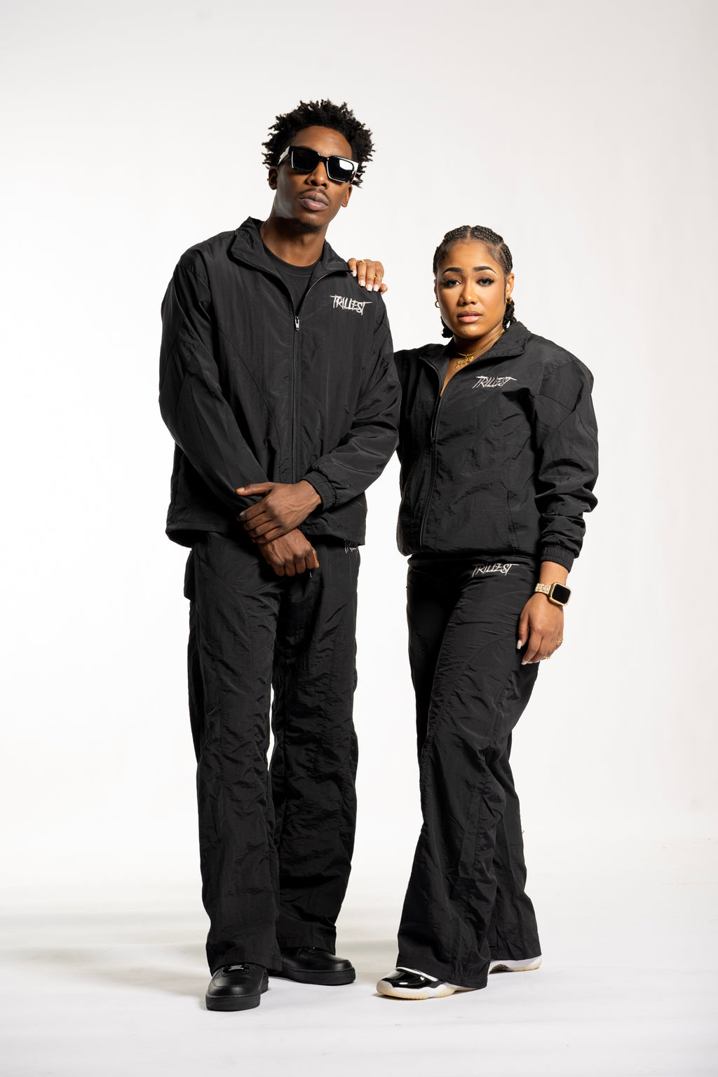 Panelwork Nylon Pants - Black