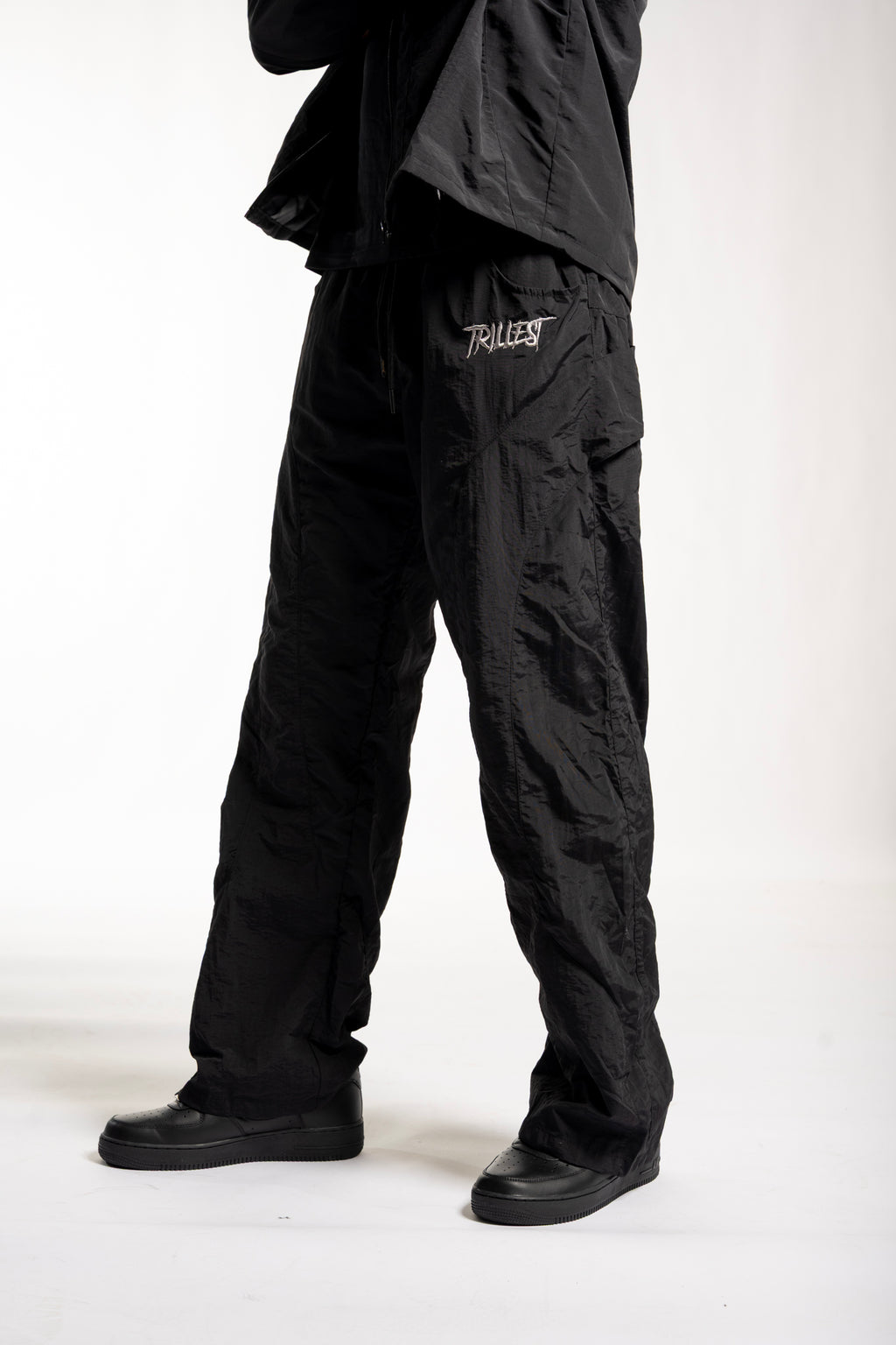 Panelwork Nylon Pants - Black
