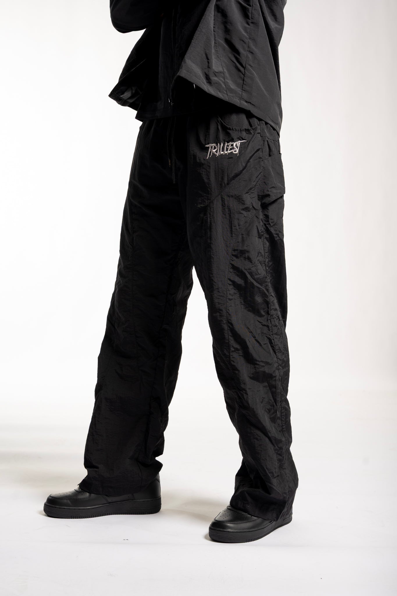 Panelwork Nylon Pants - Black