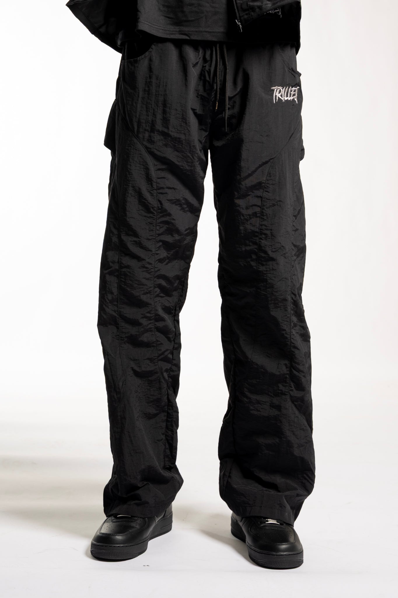 Panelwork Nylon Pants - Black