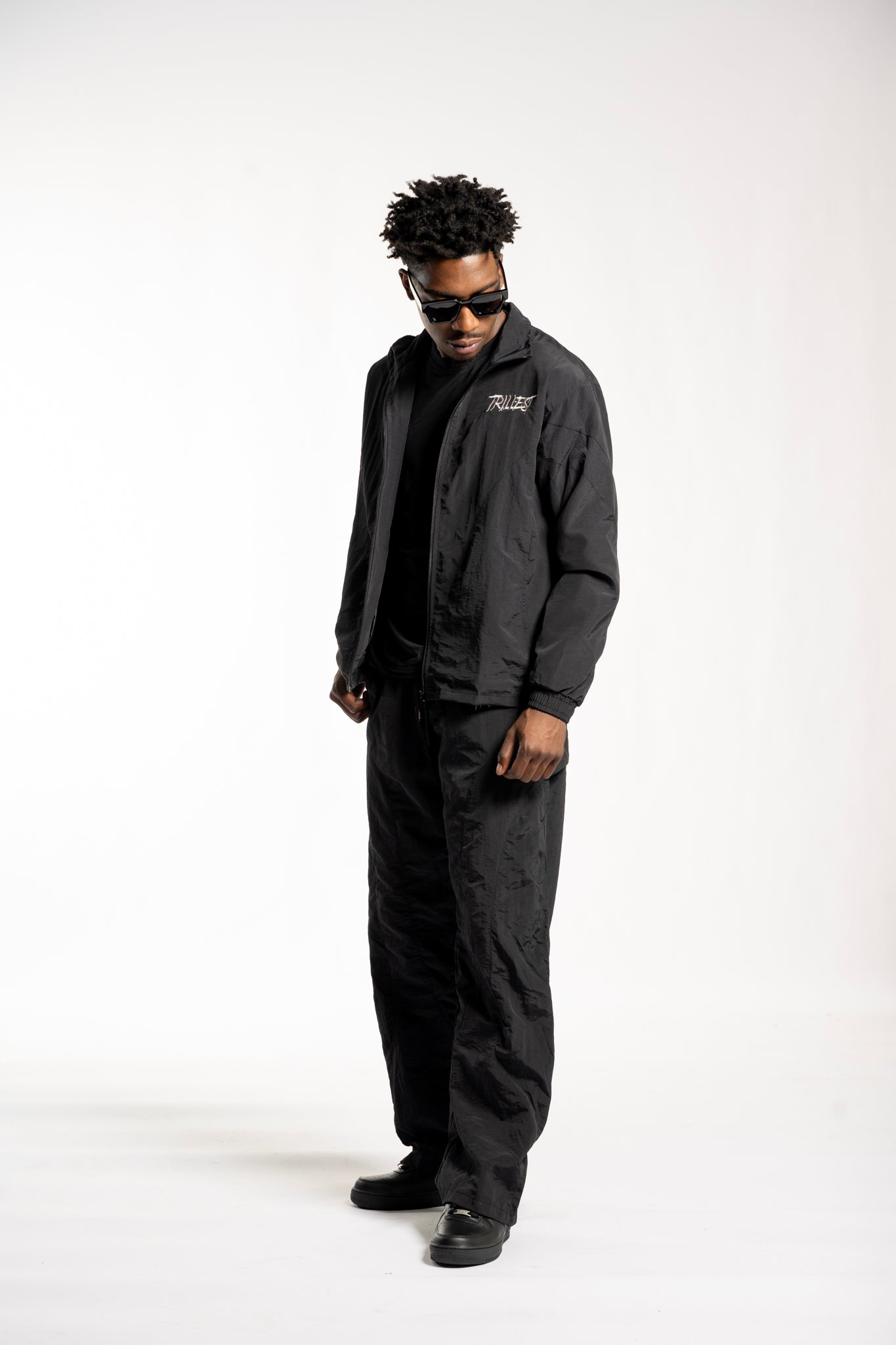 Panelwork Nylon Pants - Black