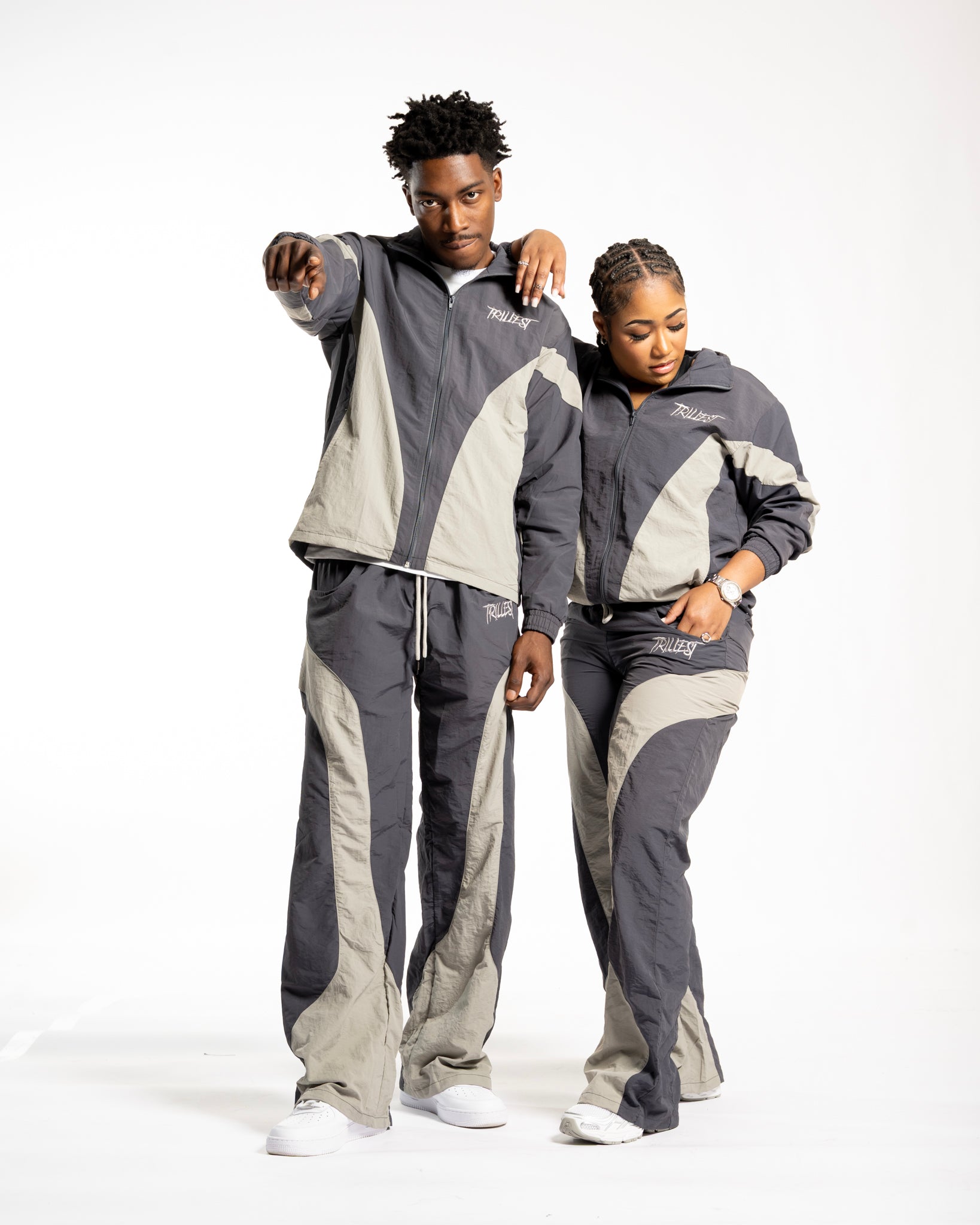 Panelwork Nylon Pants - Gray