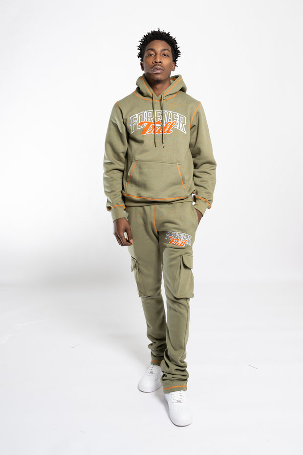 Forever Trill Chenille Patch Hoodie - Olive\Orange