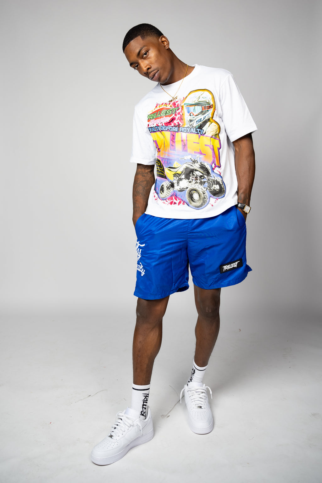 Trillest Nylon Rubber Patch Shorts - Royal Blue