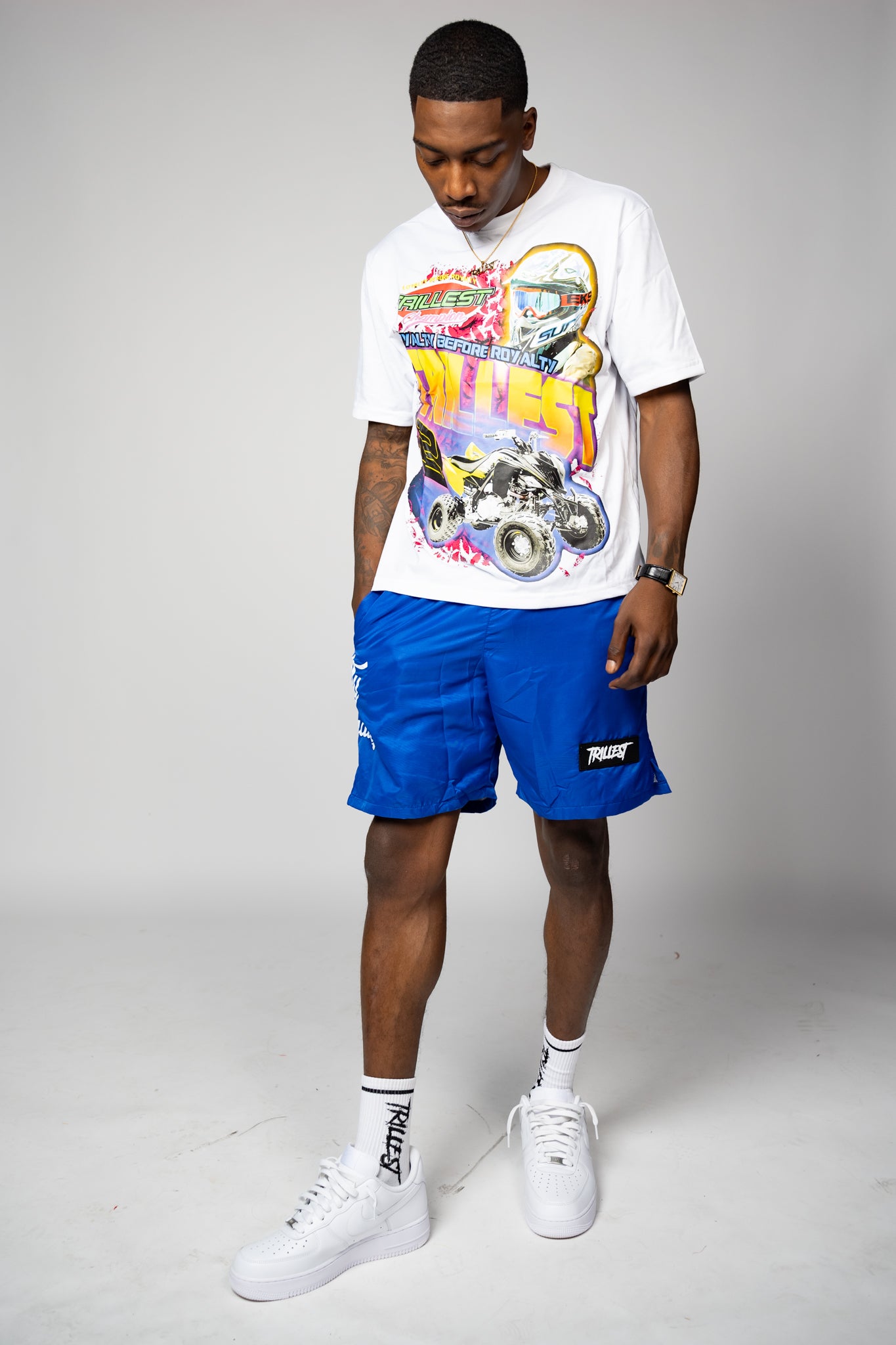 Trillest Nylon Rubber Patch Shorts - Royal Blue