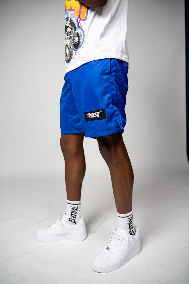 Trillest Nylon Rubber Patch Shorts - Royal Blue