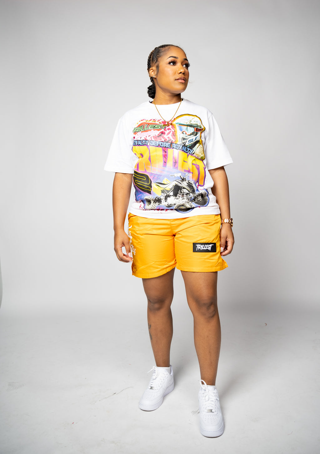 Trillest Nylon Rubber Patch Shorts - Gold