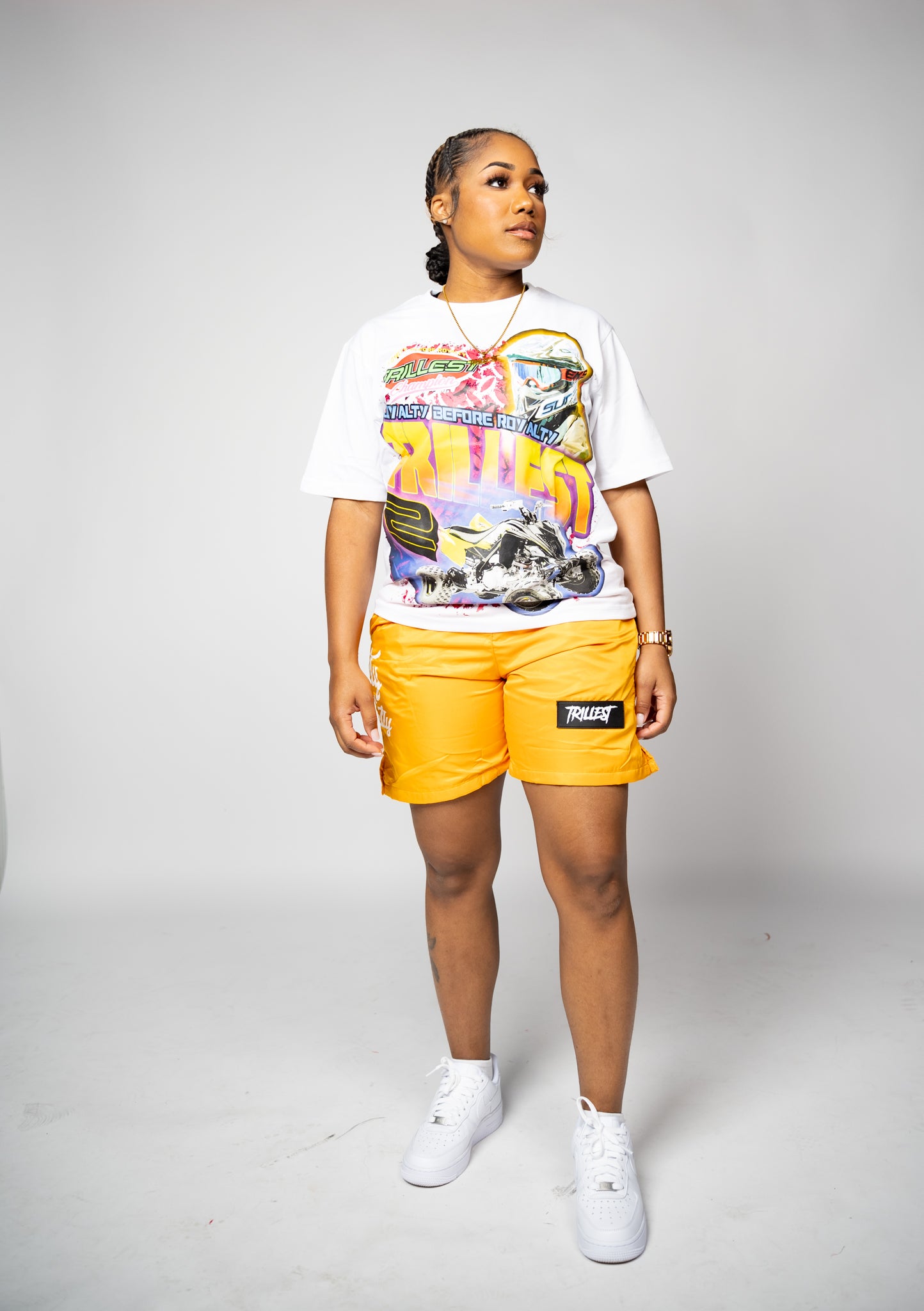 Trillest Nylon Rubber Patch Shorts - Gold