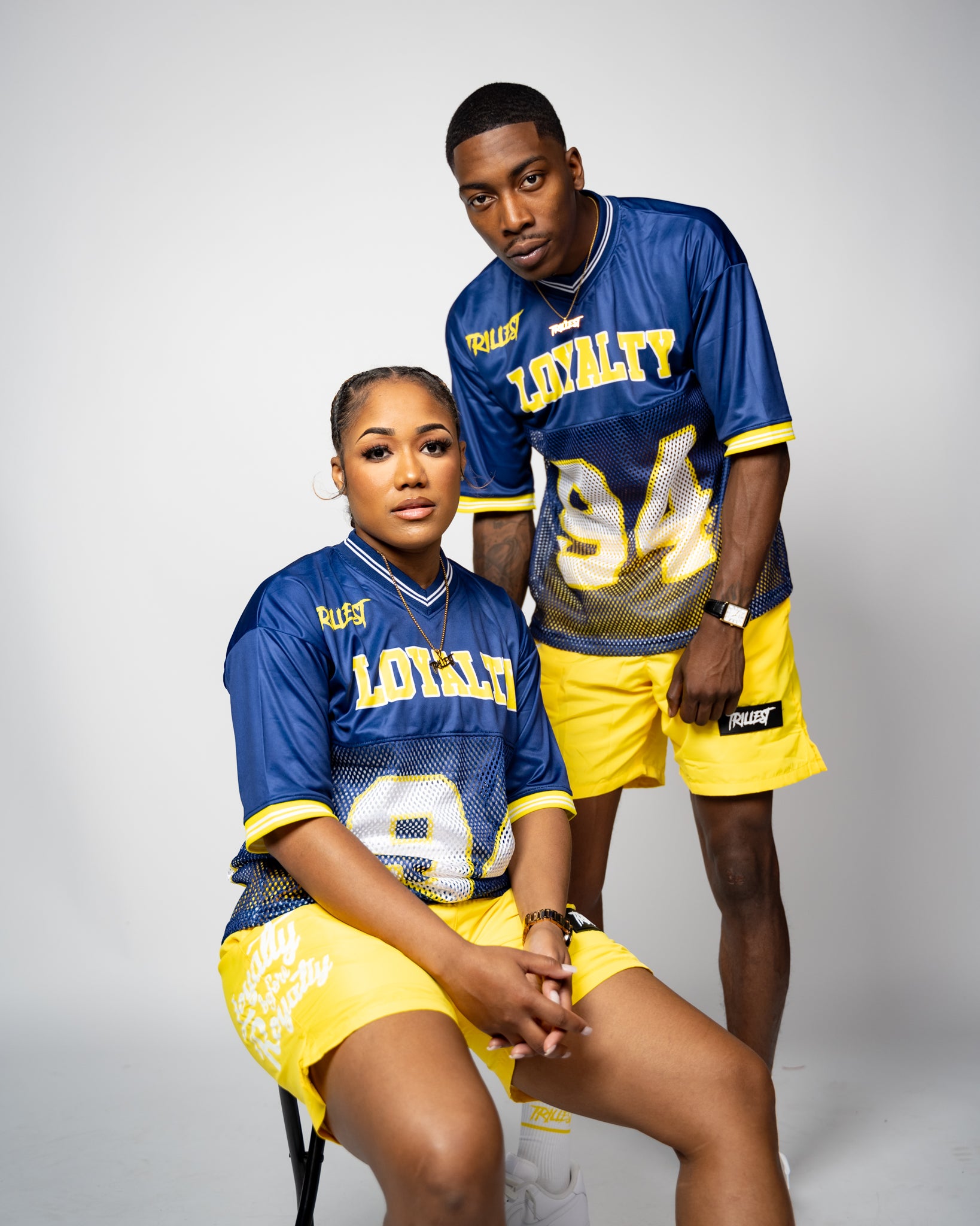 Trillest Drop Shoulder Football Jersey - Navy/Yellow