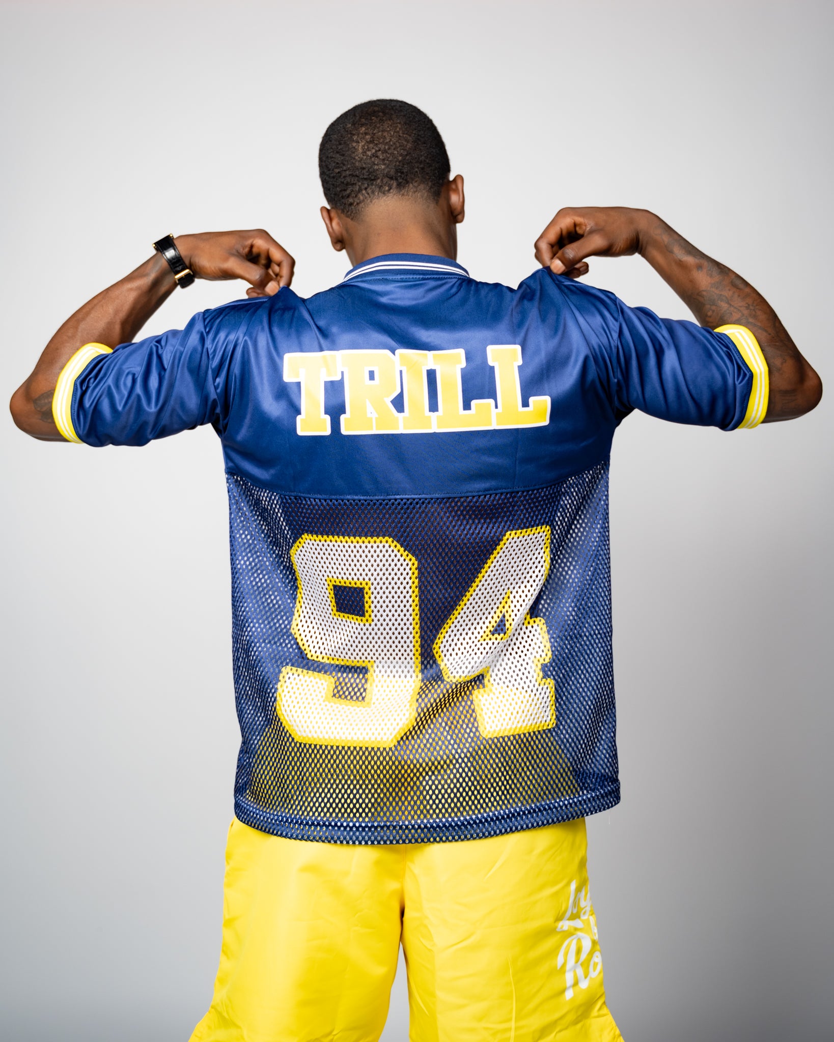 Trillest Drop Shoulder Football Jersey - Navy/Yellow