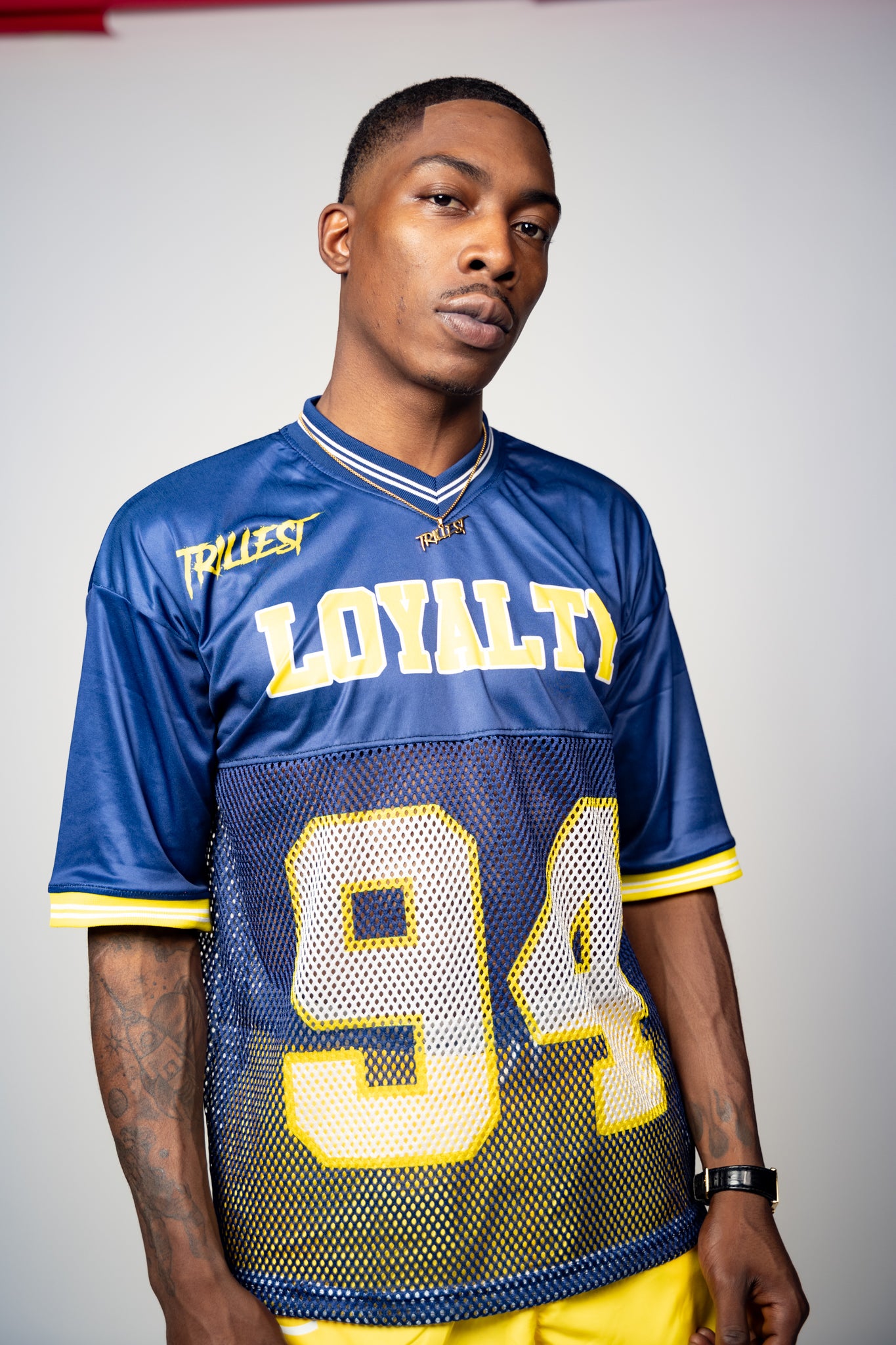 Trillest Drop Shoulder Football Jersey - Navy/Yellow