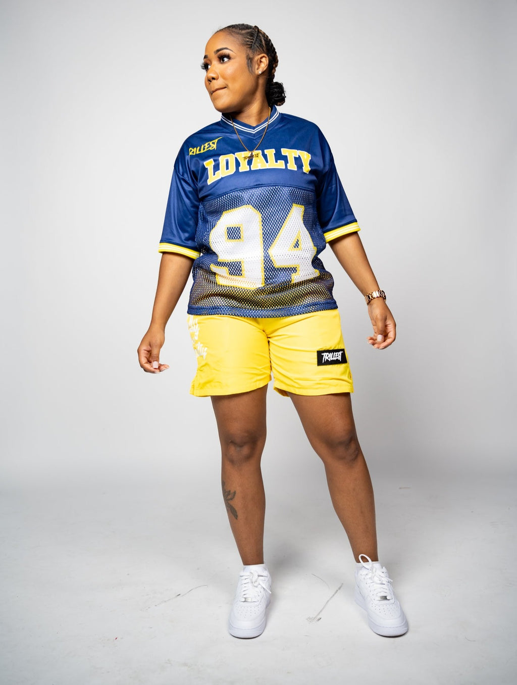 Trillest Drop Shoulder Football Jersey - Navy/Yellow