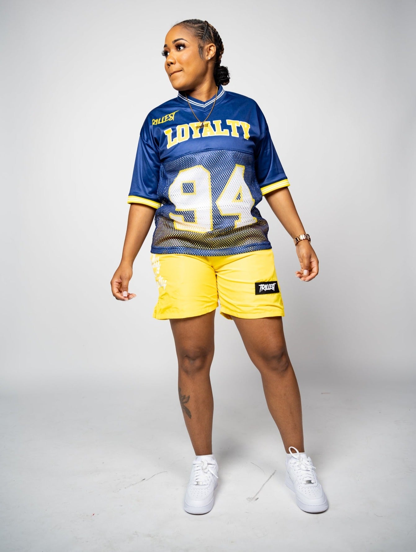 Trillest Drop Shoulder Football Jersey - Navy/Yellow