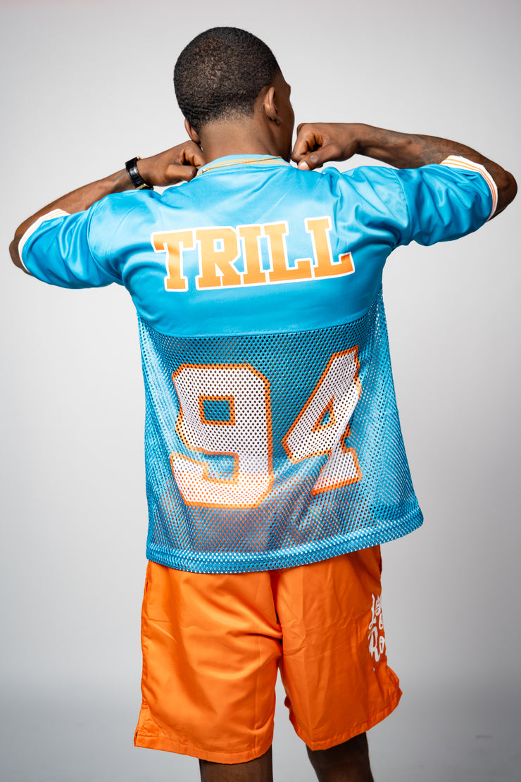 Trillest Drop Shoulder Football Jersey - Teal/Orange