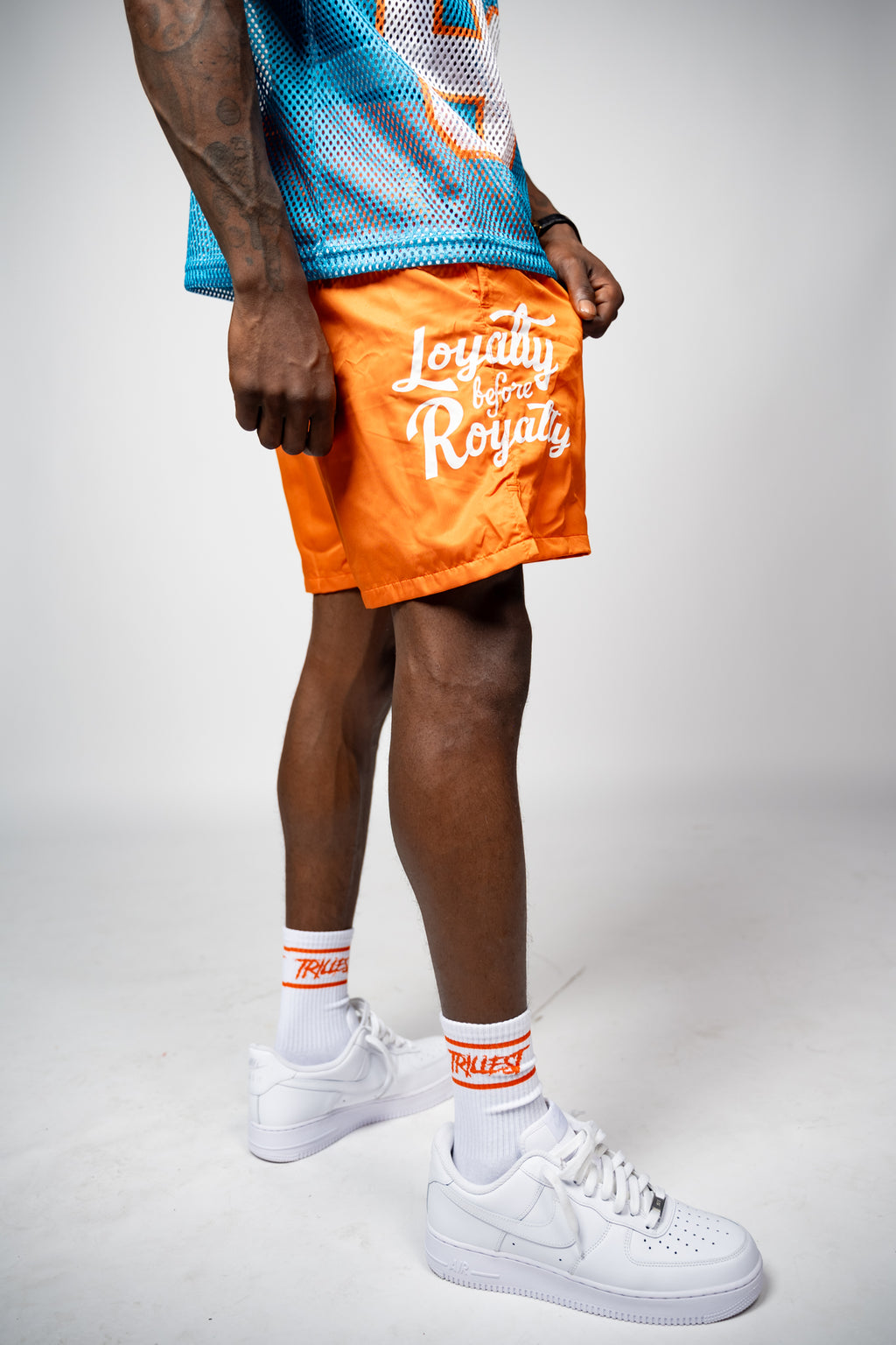 Trillest Nylon Rubber Patch Shorts - Orange