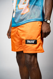 Trillest Nylon Rubber Patch Shorts - Orange