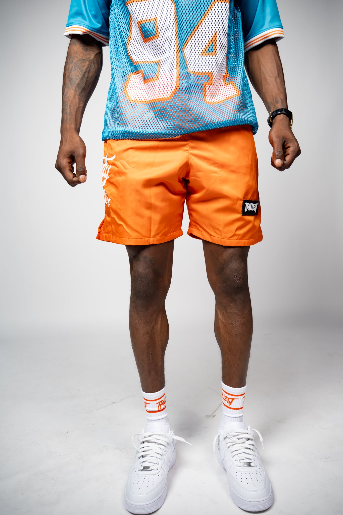 Trillest Nylon Rubber Patch Shorts - Orange