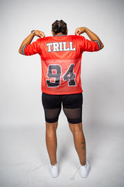 Trillest Drop Shoulder Football Jersey - Red/Black