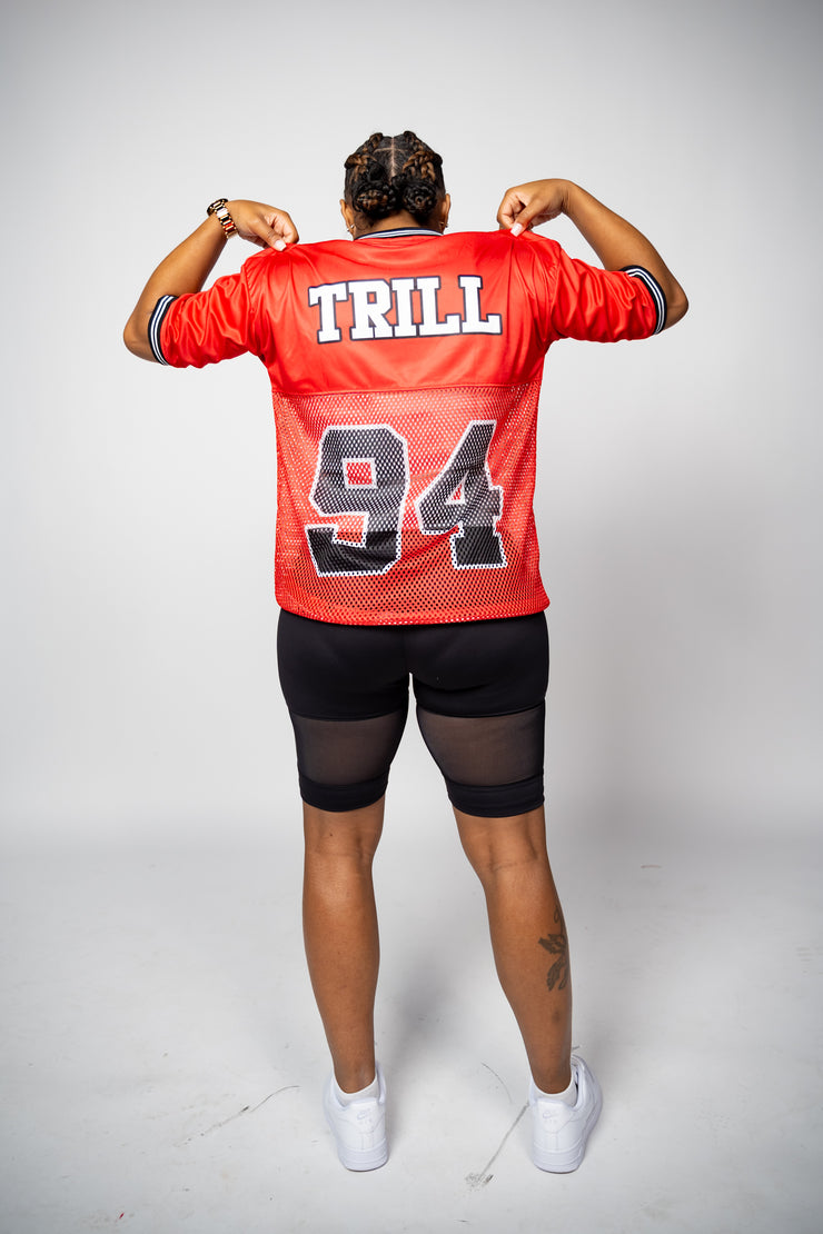 Trillest Drop Shoulder Football Jersey - Red/Black