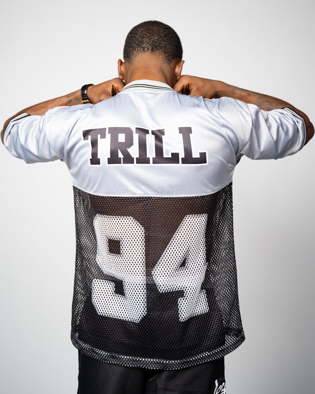 Trillest Drop Shoulder Football Jersey - Gray/Black