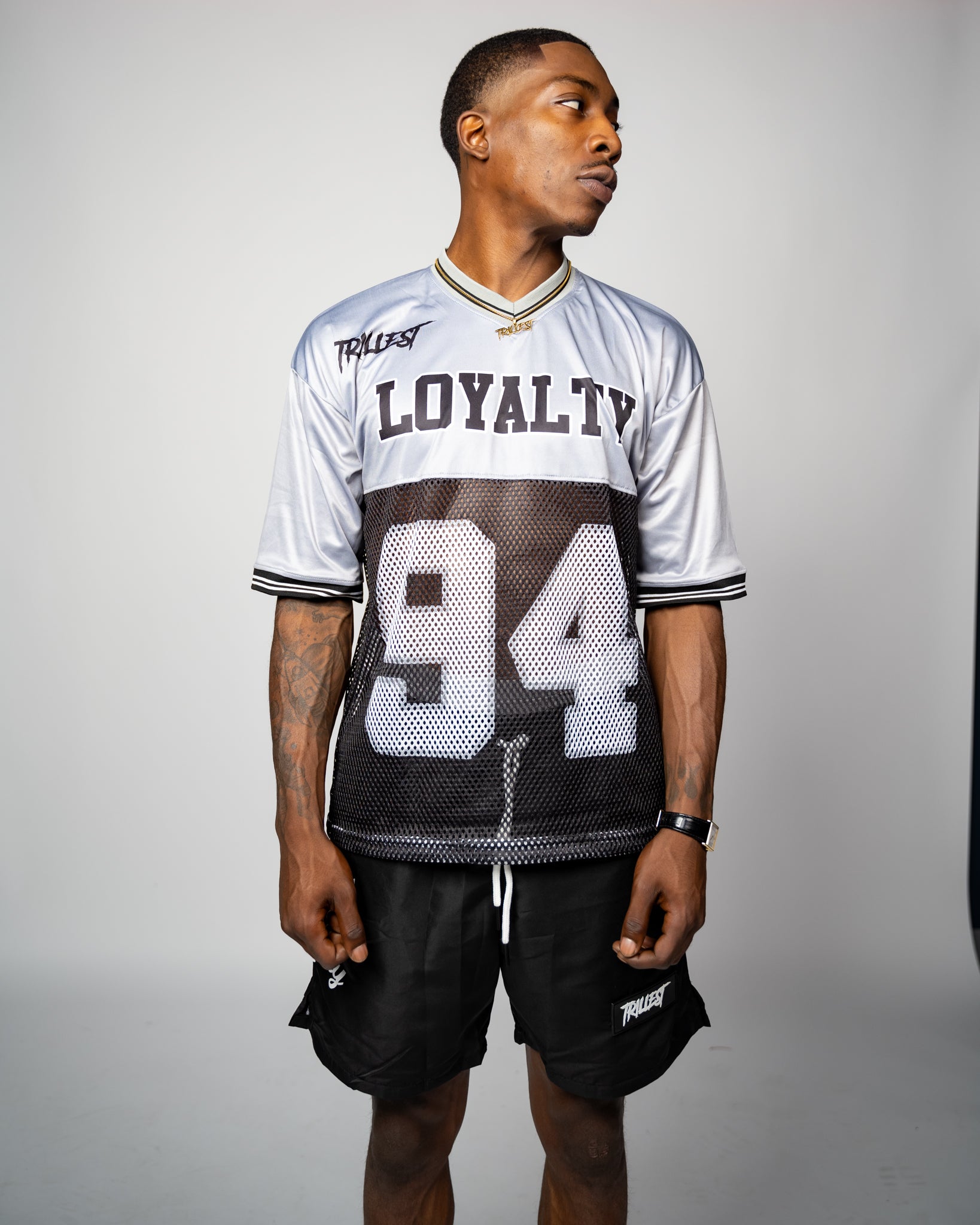 Trillest Drop Shoulder Football Jersey - Gray/Black