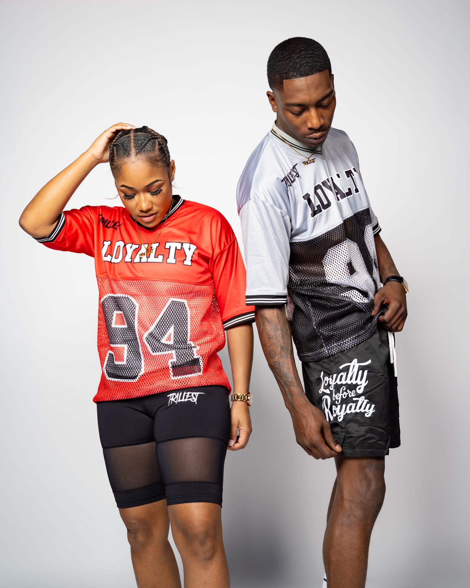 Trillest Drop Shoulder Football Jersey - Red/Black