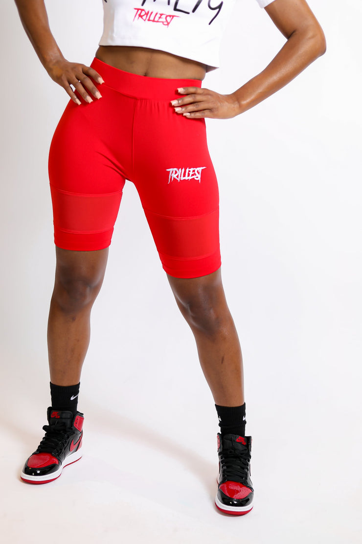 Trillest Biker Shorts - Red/White