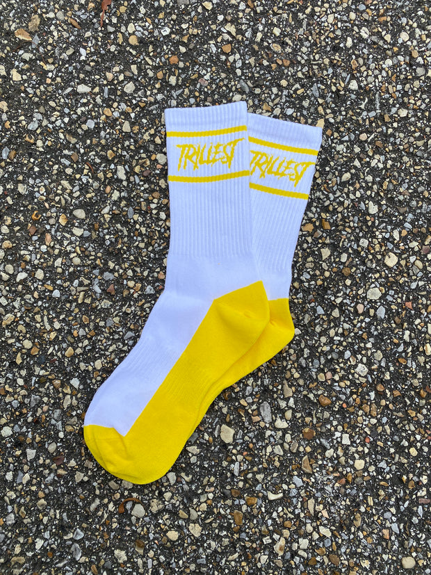 Two Stripe Logo Socks - White/Yellow