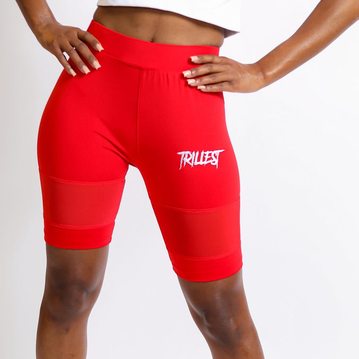 Trillest Biker Shorts - Red/White