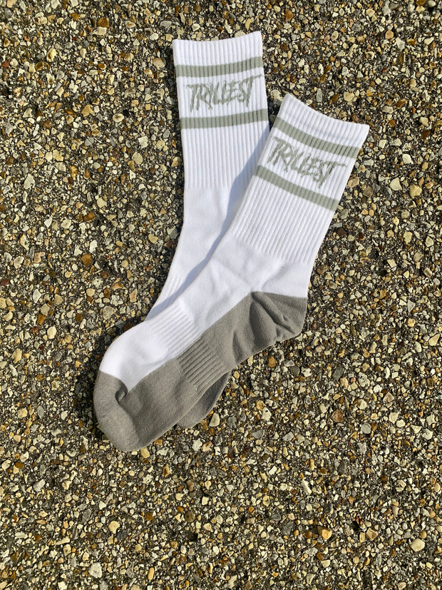 Two Stripe Logo Socks - White/Gray