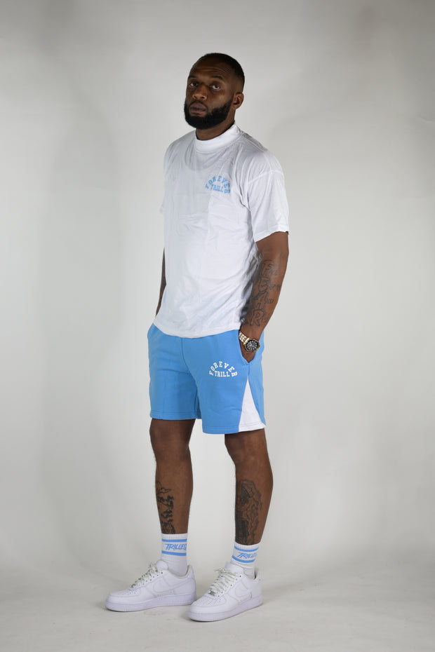 Forever Trill Cotton Shorts - Sky/White